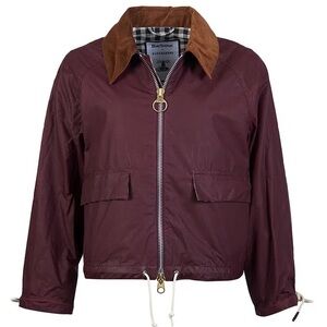 Barbour X Alexa Chung Margot Waxed Cotton Jacket in Burgundy